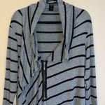 Guess JEANS Size MEDIUM Gray Black Striped Asymmetrical Zip Front Cardigan Top Photo 0