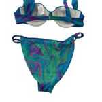 We Wore What CLAUDIA Underwire Blue Purple Tanga Bikini Size LARGE Photo 6