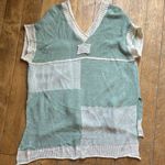 POL Green and Cream Knit V Neck Oversized Sweater Small NWOT Photo 4