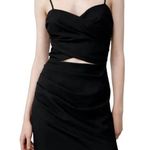 ZARA Midriff Cut Out Black Mini Spaghetti Strap Dress size L Sexy Party LBD Photo 1