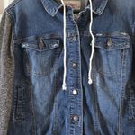 Mossimo Supply Co Denim Jean Jacket Hoodie XXL Blue Gray Knit Sleeves Casual Size undefined Photo 1