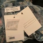 Mac Duggal   8098 Blue Floral Long Sleeve High Neck Ruffle Midi Dress Photo 13