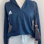 Adidas  Quarter Zip Navy Blue Long Sleeve Athletic Top (NWT) Photo 0