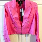 🩷House of Harlow 1960 Cropped Double Breasted Blazer / Hot Pink, Size Small Pink Photo 0