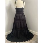 LOVE the Label Anthropologie Black Flocked Lace Crochet Tiered Cotton Maxi Sz XS Photo 1