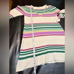 Free People Gidget Ivory Striped Long Sleeve V-Neck Knit Sweater Dress Size L Photo 13