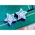 Boutique Large‎ Sparkling Star Earrings | White Gold Plated Silver Photo 5