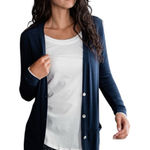 YALA LESLIE LONG SLEEVE OVERSIZE BAMBOO CARDIGAN SLOUCH POCKETS BLUE WOMEN S/M Photo 0