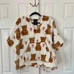 Throwzy Fuzzy Soft White Brown Pink Teddy Blanket Sweater Poncho One Size OS Photo 0