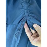 ZARA  Women's Dress Solid Teal Long Sleeve V Neck Size Medium Ruched Front Photo 3