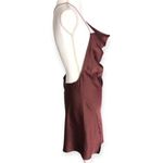 Saint Moon Satin Silky Asymmetric draped Open Back Mini Dress Brown Size L Photo 5
