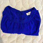 Monteau  Los Angeles bright Blue Chiffon‎ Lined Cap Sleeve Top Blouse Size L Photo 2