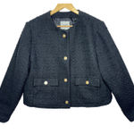 Abercrombie & Fitch  Black Tweed Cropped Blazer Suit Coat Jacket Womens Size XL Photo 0