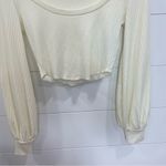 Urban Outfitters  Cropped Ribbed Cream Long Sleeve Top Small Photo 2