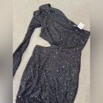 Caution to the Wind Black Sequin One-Shoulder Dress Photo 4