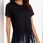 Verdusa Women's Fringe Hem Short Sleeve Round Neck T Shirt Tops sz XL Plus Black Photo 0