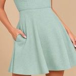 Lulus Winsome Mint Blue Backless Skater Dress Size S Green Photo 0