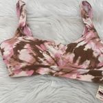 Aerie  Womens Sports Bra S Pink Tie Dyed‎ Square Neck Pullover Activewear NWT Photo 2