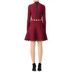 John + Jenn Maroon Burgundy Long Sleeve Fit & Flare Mini Dress Laser Cut Outs L Photo 2