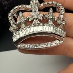 Rhinestone Regal Royal Crown Silver Tone Brooch Pin Photo 11