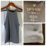 American Eagle  Ribbed Tank Top‎ High Neck Sleeveless Gray Soft Sexy M Photo 12