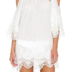 PilyQ  Barcelona Serena Lily White Lace Off The Shoulder Swimsuit Cover Up Medium Photo 0