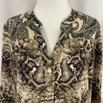 Figueroa and Flower New  Snake Paisley Print Mix Button Down Blouse Tan Photo 5