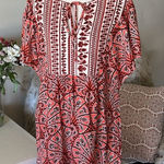 Knox Rose NWOT boho floral comfy pop over ruffle peasant cotton blend dress Lββ Photo 0