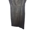 Donna Morgan Black Animal Print Dress Size 4P Sheath Party LBD Fitted Unique Photo 2