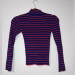Arizona Jeans ARIZONA Cute Ribbed Stretch Striped Long Sleeve High Neck Womens Top Sz XS EUC Photo 2