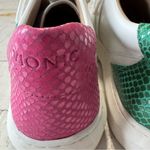 Vionic  Simasa White Leather Sneakers Women’s size 11 Pink Green Snakeskin‎ Trim Photo 6
