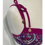 Nanette Lepore Eugenia Plunge Molded Bikini Top Persian Paisley Raspberry 8 Photo 7