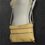 Elliott Lucca Pebbled Leather Buttery mustard color Crossbody Handbag. Yellow Photo 1