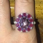 Natural Star Ruby Sterling Silver Cocktail Ring Size 10 Purple Photo 0