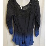 Victoria's Secret Victoria secret SKU 7688 Black and Blue Ombre Crochet Neck Long Sleeve Romper Si Photo 0