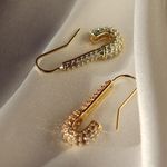 Boutique Diamond Gold Safety Pin Earrings  Photo 0