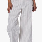 Rebecca Taylor Women’s Linen Blend Striped Cropped Wide Leg Pants Size 8 Photo 0