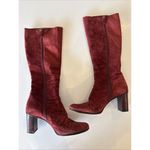 Gucci Tom Ford Red Suede Leather Interlocking GG Logo Knee High Boots EU 36.5 Photo 7