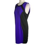 Ellen Tracy  Colorblock Sheath Dress 8 Blue Black Lined Sleeveless Zip Round Neck Photo 2