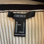 Forever 21  Rib Knit Halter Crop Top in Cream with Black Athletic Stripe size L Photo 5