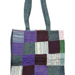 Handmade  Patchwork Tote Bag Stripes Quilted Shopping Photo 0