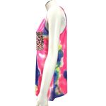 CCC Colorful Tie Dye Tank Top Leopard Print Chest Pocket Sleeveless Shirt Size S Pink Photo 2