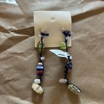 Free People  Earrings Millefiori Glass Bead Dangle Festival Style Ariana Ost Photo 1