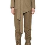 Mossman Panama linen blend pants army green belted hem sz 4 Photo 0