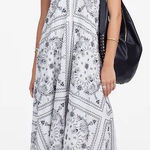 Madewell Embroidered Deep V-Neck Midi Dress in Bandana Size: L, NWT Photo 0