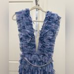 Jovani  39143 Print / Blue Formal Gown NWT Size 4 • Ruffled, Pleated, Statement Photo 6