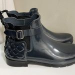 Hunter Refined Quilted Gloss Chelsea Rain Boots in Slate Grey Size 10 Photo 0