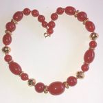 Trifari  Elegant Vintage Reddish Orange  and Gold Tone Beaded Necklace Photo 0