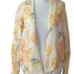 Bartolini Italian Alpaca Mohair Floral Open Front Cardigan Sweater Medium Dainty Yellow Photo 0