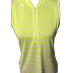 Adidas  Small S NEON yellow striped sleeveless top tank partial zip Golf active Photo 0